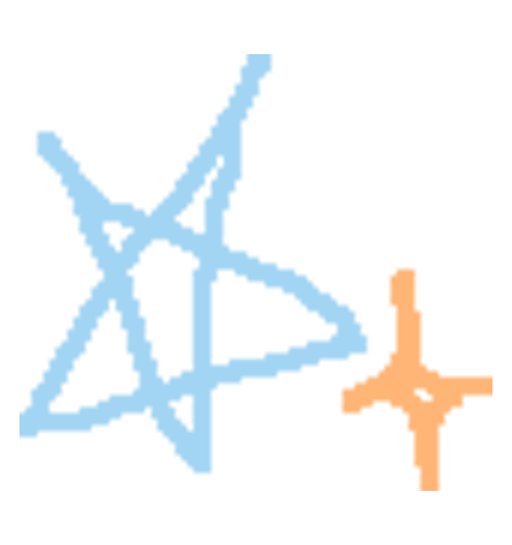 drawing of blue and orange stars.