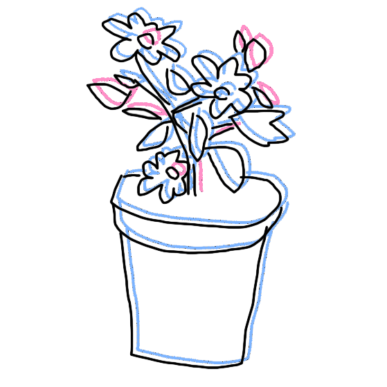 drawing of flowers in a pot